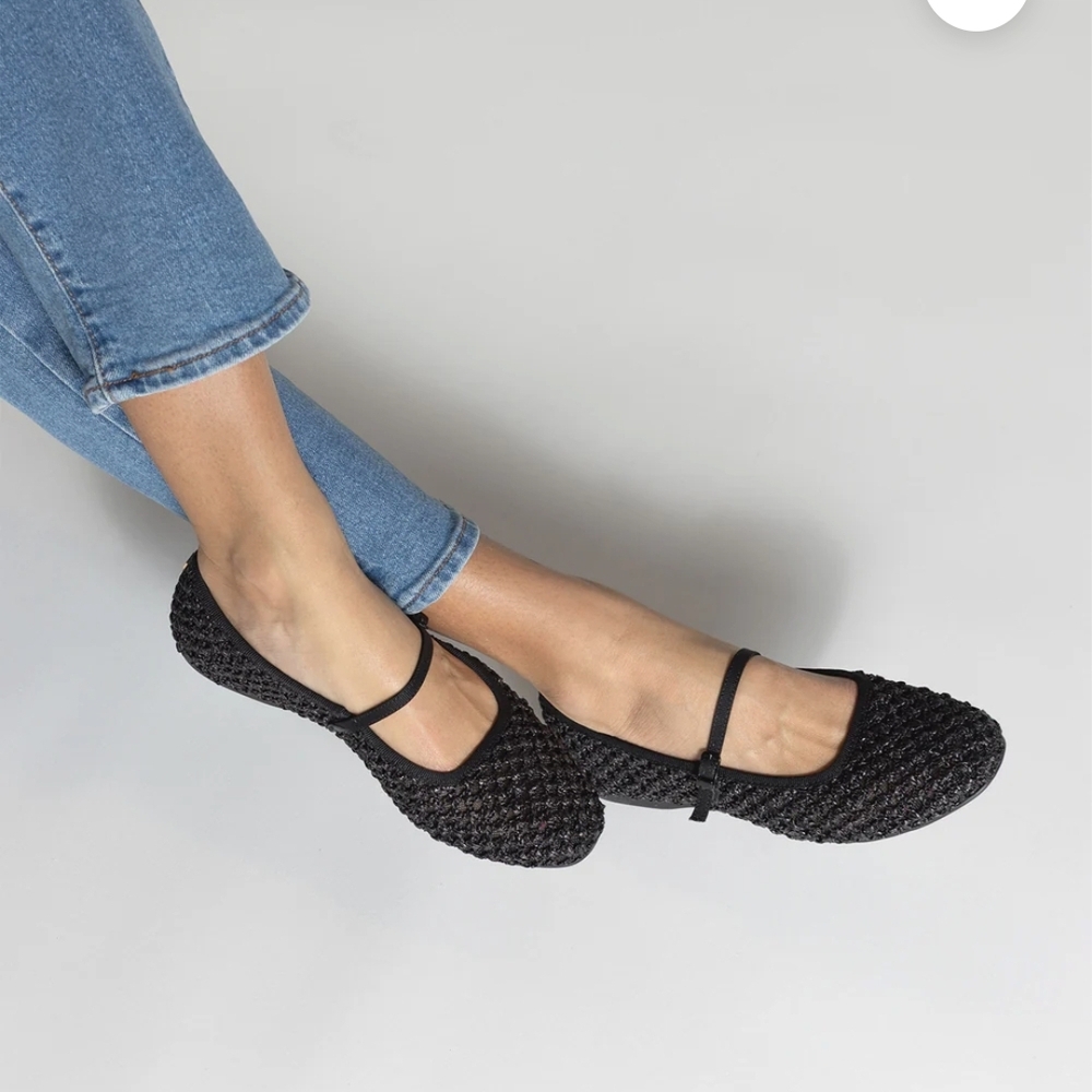 Birdies Black Woven Flats